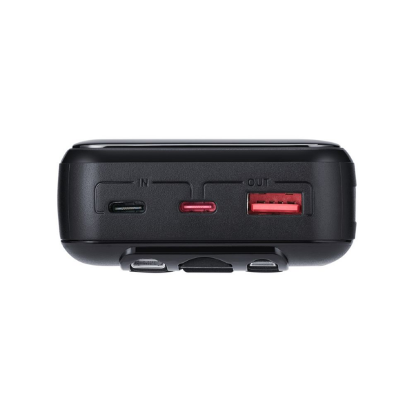 RIVACASE Prenosna baterija VA2221 ("Powerbank") 20.000 mAh 22,5W, črn, z LCD ekranom in 3x podatkovni kabli (Type-C, Lightning, USB-A) za vse telefone in tablice - Image 8