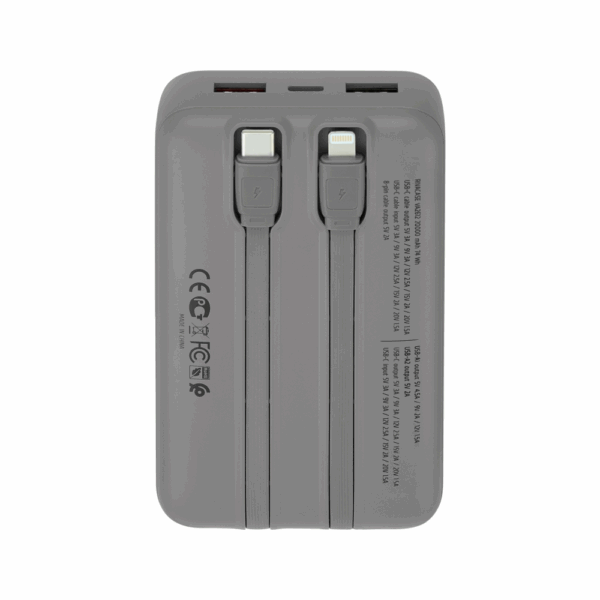 RIVACASE prenosna baterija/powerbank VA2612 20.000 mAh 30W, z LCD ekranom in 2x podatkovni kabel (Type-C, Lightning)  - za vse telefone in tablice - Image 5