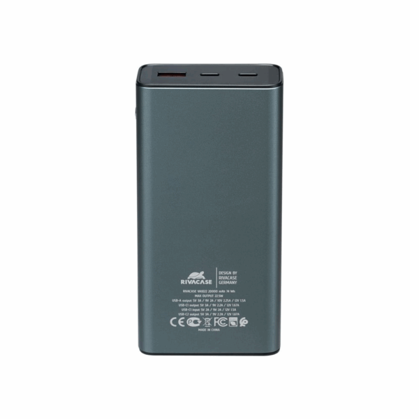 RIVACASE VA1022 QC / PD prenosna baterija powerbank 20.000 mAh 22,5W - metal - Image 4