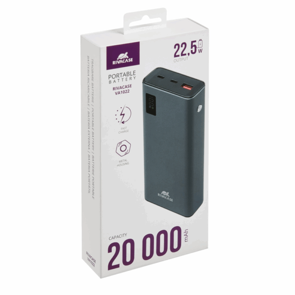 RIVACASE VA1022 QC / PD prenosna baterija powerbank 20.000 mAh 22,5W - metal - Image 9