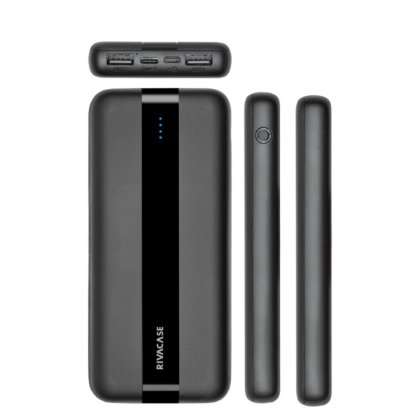 RIVACASE Prenosna baterija VA2041 ("Powerbank") 10.000 mAh 10W, črn z Type-C in 2x USB-A izhodi ter LED indikatorjem, ki omogoča simultano polnjenje 3 naprav - Image 4