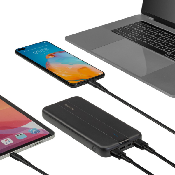 RIVACASE Prenosna baterija VA2041 ("Powerbank") 10.000 mAh 10W, črn z Type-C in 2x USB-A izhodi ter LED indikatorjem, ki omogoča simultano polnjenje 3 naprav - Image 10