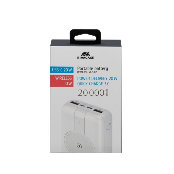RIVACASE VA2602 zunanja baterija powerbank z brezžičnim polnjenjem 20.000 mAh 20W - bel - Image 5