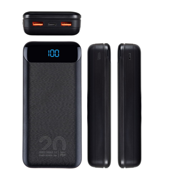 RIVACASE zunanja baterija powerbank 20.000 mAh VA2580 Quick Charge / PD 20W z LCD-jem črn - Image 4