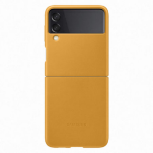 SAMSUNG original usnjen ovitek EF-VF711LYE za SAMSUNG Galaxy Z Flip 3 F711 - zaščita zadnjega dela - oker