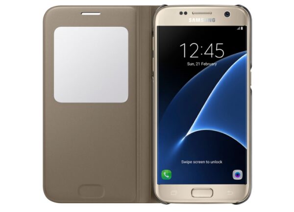 SAMSUNG original S-View EF-CG930PFE preklopna torbica SAMSUNG Galaxy S7 G930 zlata - Image 3