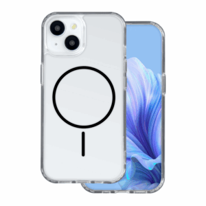 Silikonski ovitek ANTISHOCK s črnim MagSafe za iPhone 16 - prozoren
