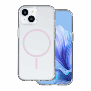 Silikonski ovitek ANTISHOCK z roza MagSafe za iPhone 16 - prozoren