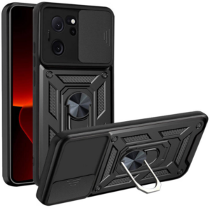 Silikonski ovitek Armor Ring z zaščito kamere za Xiaomi Redmi 12 4G - črn