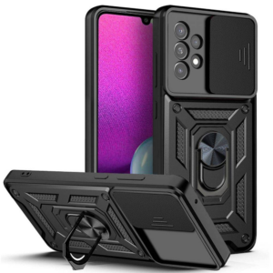 Silikonski ovitek Armor Ring z zaščito kamere za Samsung Galaxy S24 Plus 5G - črn