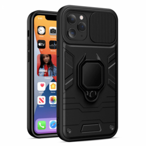 Silikonski ovitek Armor Ring z zaščito kamere za iPhone 16e - črn
