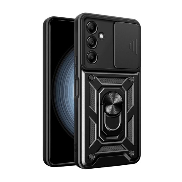Silikonski ovitek Armor Ring z zaščito kamere za Samsung Galaxy A56 - črn