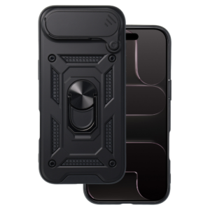 Silikonski ovitek Armor Ring z zaščito kamere za Google Pixel 10 / Pixel 10 Pro - črn