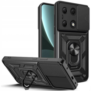 Silikonski ovitek Armor Ring z zaščito kamere za iPhone 17 Pro / iPhone 18 Pro - črn