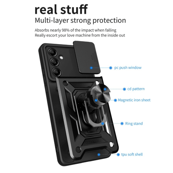 Silikonski ovitek Armor Ring z zaščito kamere za Samsung Galaxy A36 - črn - Image 3