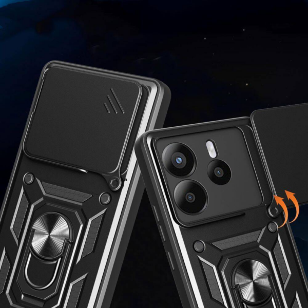Silikonski ovitek Armor Ring z zaščito kamere za Xiaomi Redmi Note 14 5G  - črn - Image 3