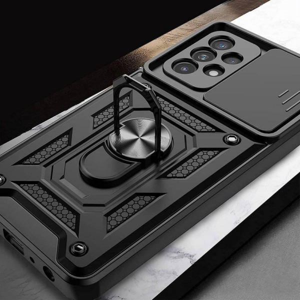 Silikonski ovitek Armor Ring z zaščito kamere za Samsung Galaxy S24 Plus 5G - črn - Image 4