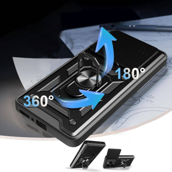 Silikonski ovitek Armor Ring z zaščito kamere za Xiaomi Redmi Note 14 5G  - črn - Image 5