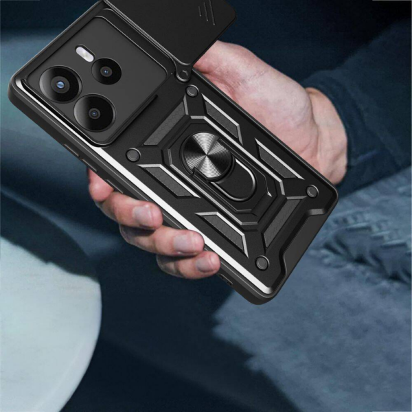 Silikonski ovitek Armor Ring z zaščito kamere za Xiaomi Redmi Note 14 5G  - črn - Image 6