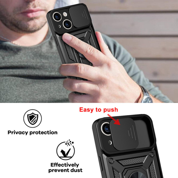 Silikonski ovitek Armor Ring z zaščito kamere za Samsung Galaxy S25 Plus - črn - Image 6