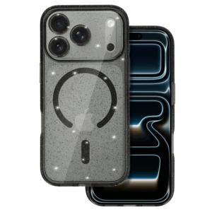 Silikonski ovitek Glitter MagSafe za iPhone 17 Pro - prozorno črn z bleščicami