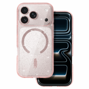 Silikonski ovitek Glitter MagSafe za iPhone 17 Pro - prozorno roza z bleščicami