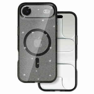 Silikonski ovitek Glitter MagSafe za iPhone 17 Air - prozorno črn z bleščicami