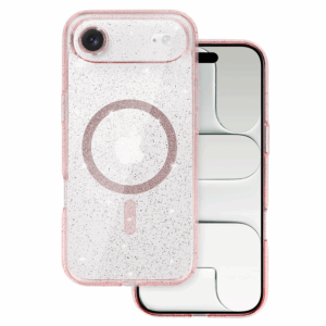 Silikonski ovitek Glitter MagSafe za iPhone 17 Air - prozorno roza z bleščicami