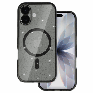 Silikonski ovitek Glitter MagSafe za iPhone 17 - prozorno črn z bleščicami