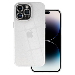 Silikonski ovitek Glitter za iPhone 13 6.1 - prozoren s srebrnimi bleščicami