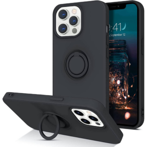 Silikonski ovitek Liquid Ring za iPhone 13 Mini - črn