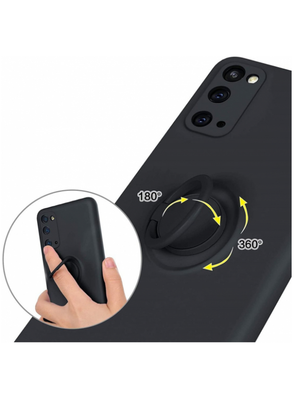 Silikonski ovitek Liquid Ring za Samsung Galaxy A03s A037 - črn - Image 3