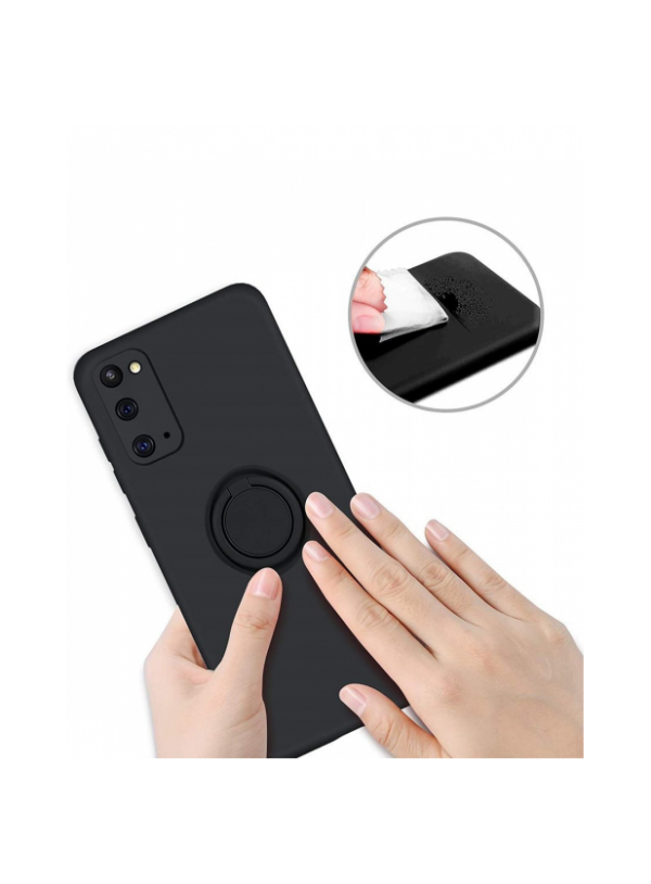 Silikonski ovitek Liquid Ring za Samsung Galaxy A03s A037 - črn - Image 5