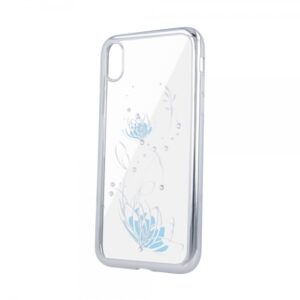 Silikonski ovitek Lotus z okvirjem za Samsung Galaxy A40 A405 - srebrn