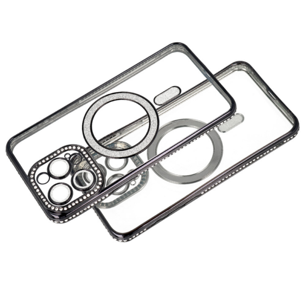 Silikonski ovitek MagSafe za Samsung Galaxy S25 5G - prozorno vijola z bleščicami - Image 5