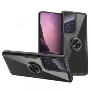 Silikonski ovitek Ring Carbon za Samsung Galaxy S21 Ultra G998 - črn