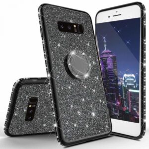 Silikonski ovitek RING za Samsung Galaxy S10e G970 črn z bleščicami