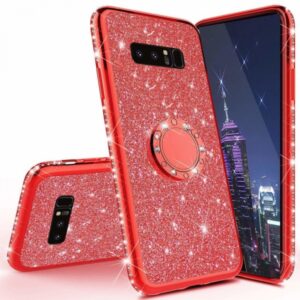Silikonski ovitek RING za Samsung Galaxy S10e G970 rdeča z bleščicami