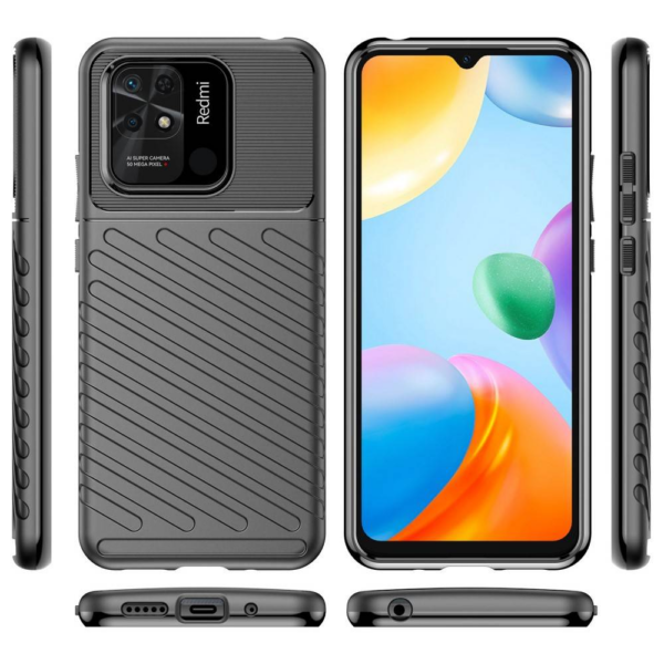 Silikonski ovitek Thunder Armor za Xiaomi Redmi 10C - črn - Image 3
