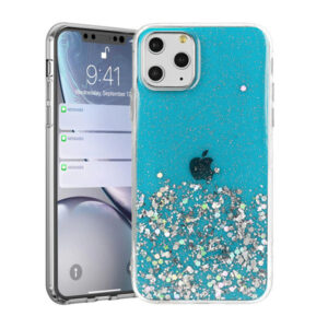 Silikonski ovitek z bleščicami SPARKLE za iPhone 13 Pro Max - moder