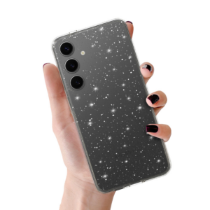 Silikonski ovitek z bleščicami za Samsung Galaxy A57 - prozoren s srebrnimi bleščicami