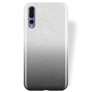 Silikonski ovitek z bleščicami Bling 2v1 za Huawei P20 - srebrno siv