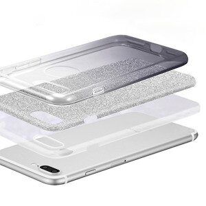Silikonski ovitek z bleščicami Bling 2v1 za Huawei P20 Pro - srebrno siv