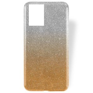 Silikonski ovitek z bleščicami Bling 2v1 za Samsung Galaxy A13 LTE A135 - srebrno zlat