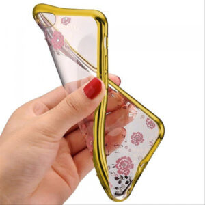 Silikonski ovitek z rožicami za Xiaomi Redmi 9C - zlat - Image 3