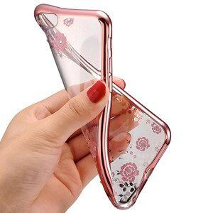 Silikonski ovitek z rožicami za Huawei P20 PRO - pink