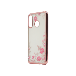 Silikonski ovitek z rožicami za Huawei P30 Lite - roza