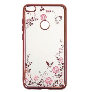 Silikonski ovitek z rožicami za Huawei P9 Lite Mini - pink
