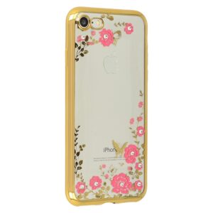 Silikonski ovitek z rožicami za iPhone 5 / 5S / SE  - zlat