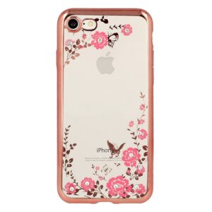 Silikonski ovitek z rožicami za iPhone 6 / 6S  - pink